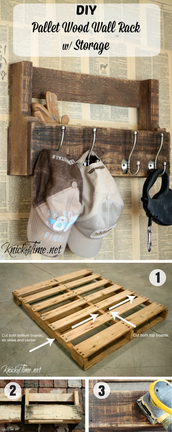 16.DIY Pallet Wall Rack