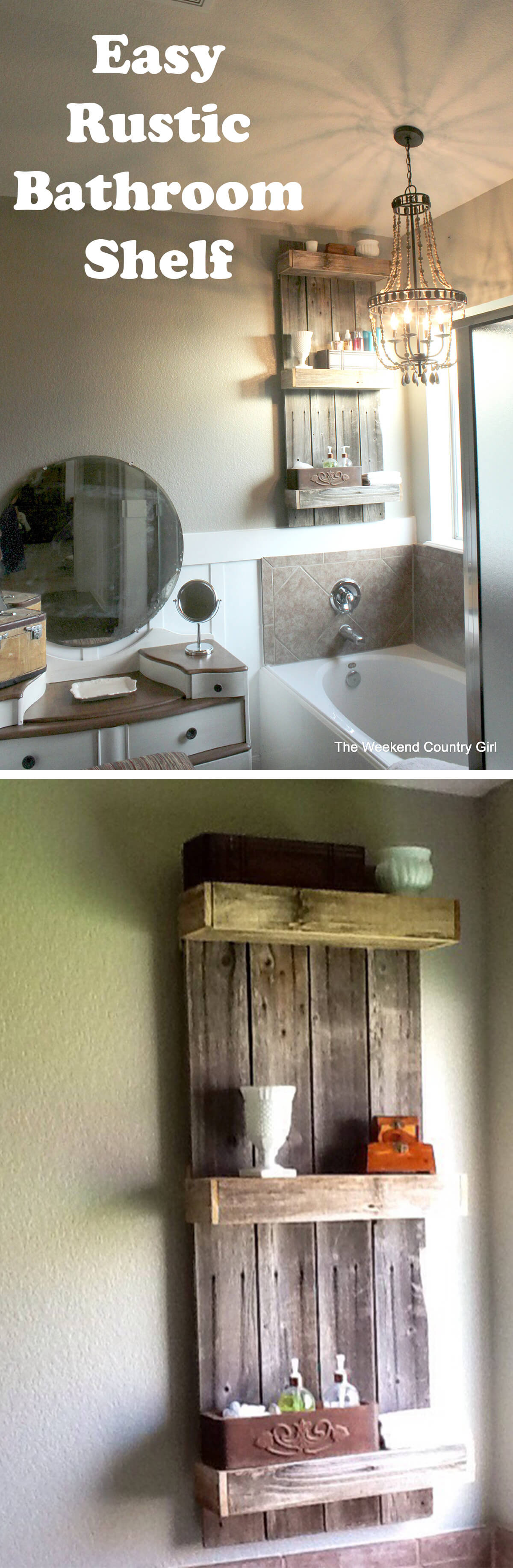 17. Easy Rustic Bathroom Shelf